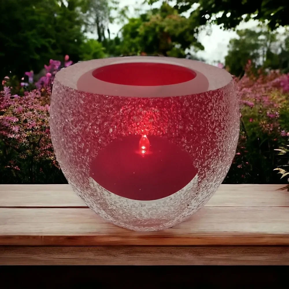 Fifth Ave Crystal‎ Candle Holder Geode Sugar Textured Red Tealight Votive GOTH.